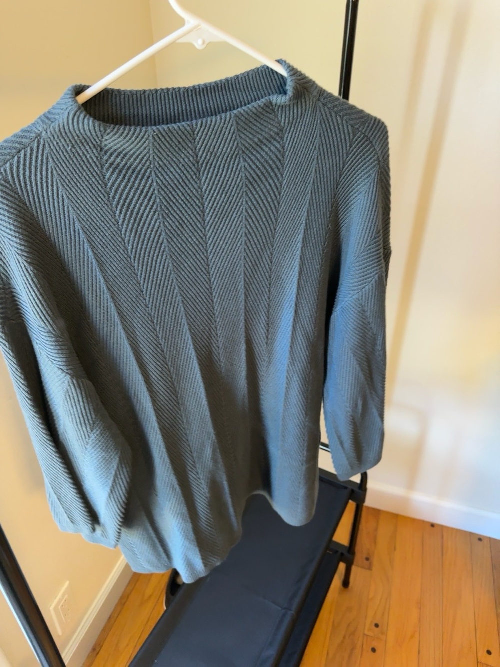 Ann Taylor Dusty Blue Ribbed Crewneck Sweater